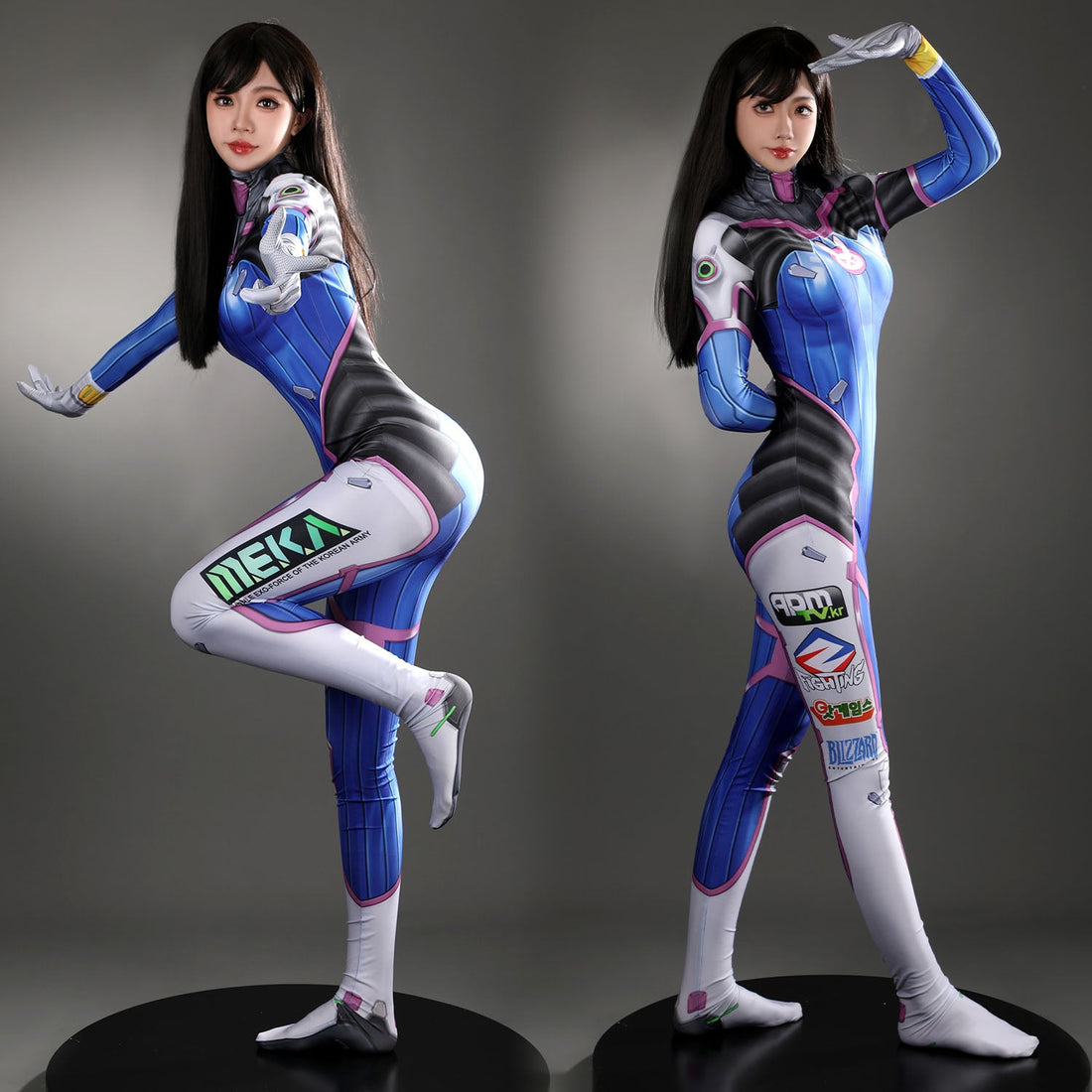 Overwatch D.Va Hana Song Female Blue Jumpsuit Cosplay Costumes