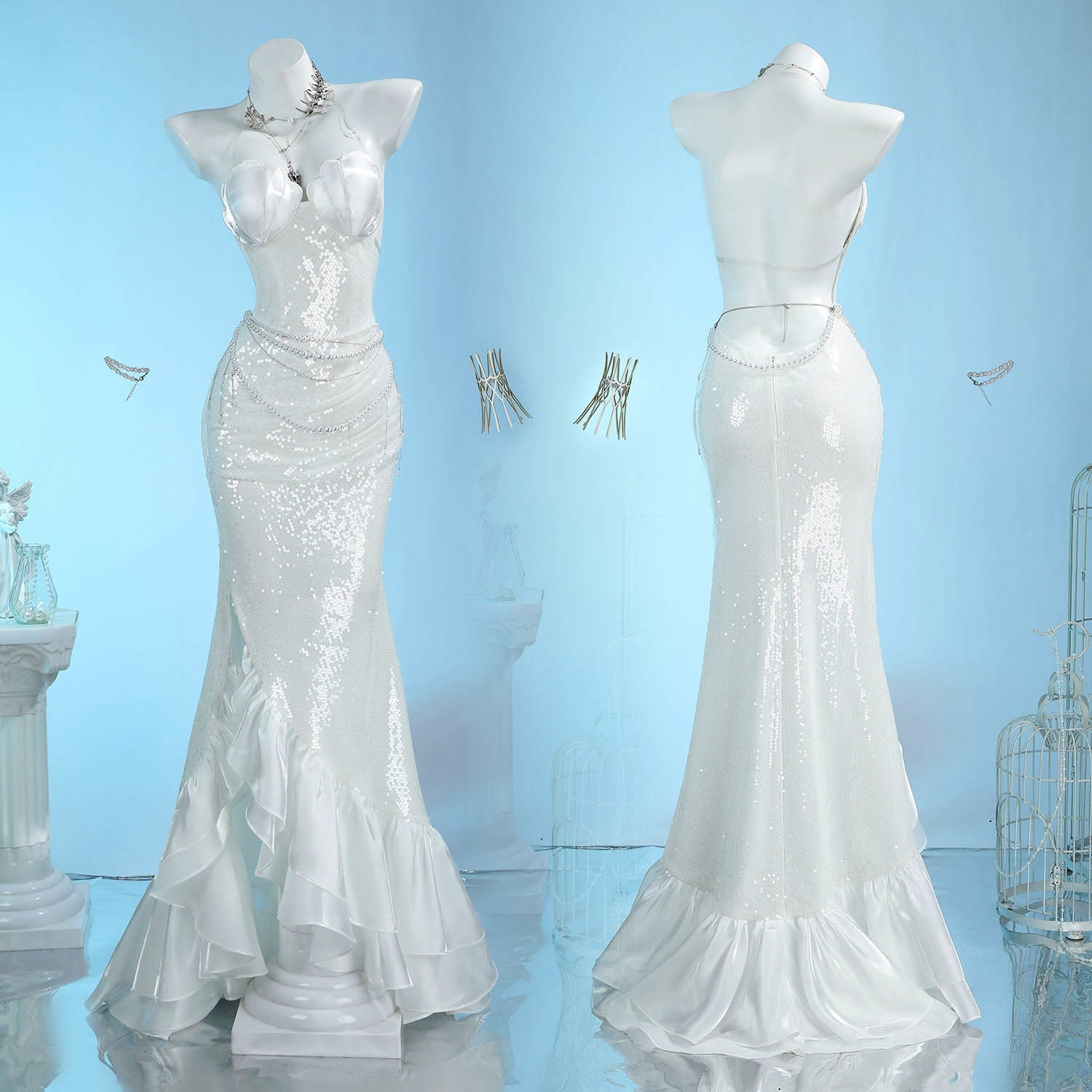 Pre-order Path to Nowhere L.L. Interlude White Dress Top Level Cosplay Costumes