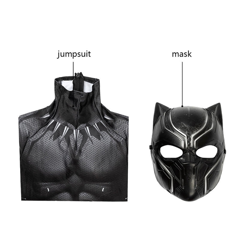 Captain America Civil War Black Panther Kids Jumpsuit with Mask Costume