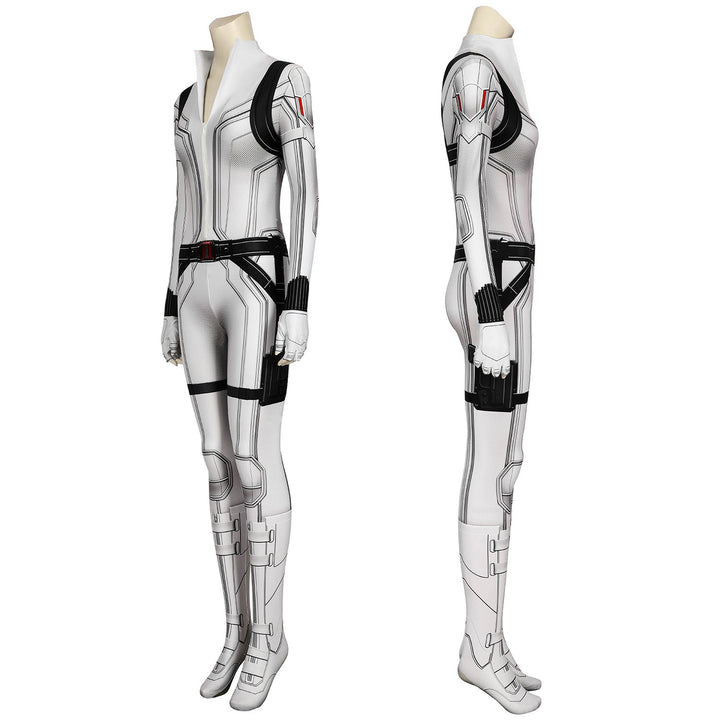 Black Widow Natasha Romanoff White Suit Jumpsuit Cosplay Costumes