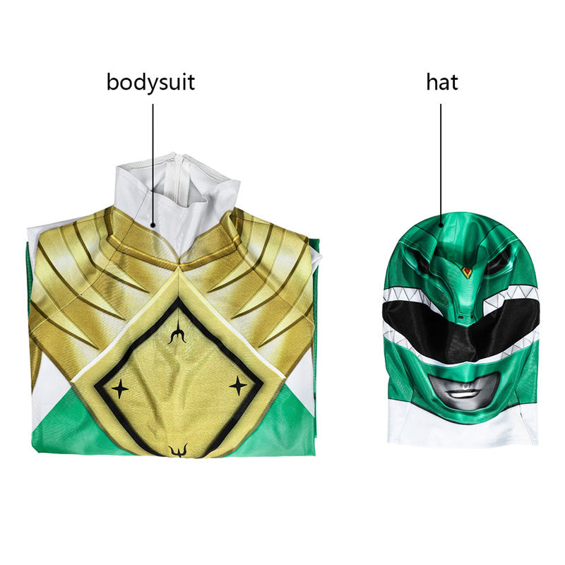 Mighty Morphin Power Rangers Yamato Tribe Knight Burai Green Kids Costumes