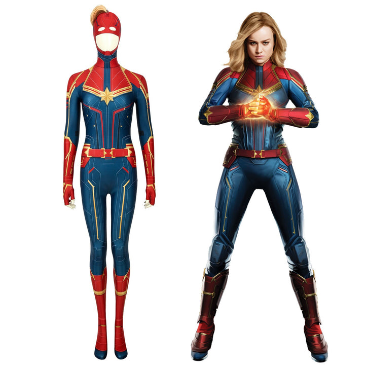 Captain Marvel Carol Danvers Female Jumpsuit with Headgear Costumes