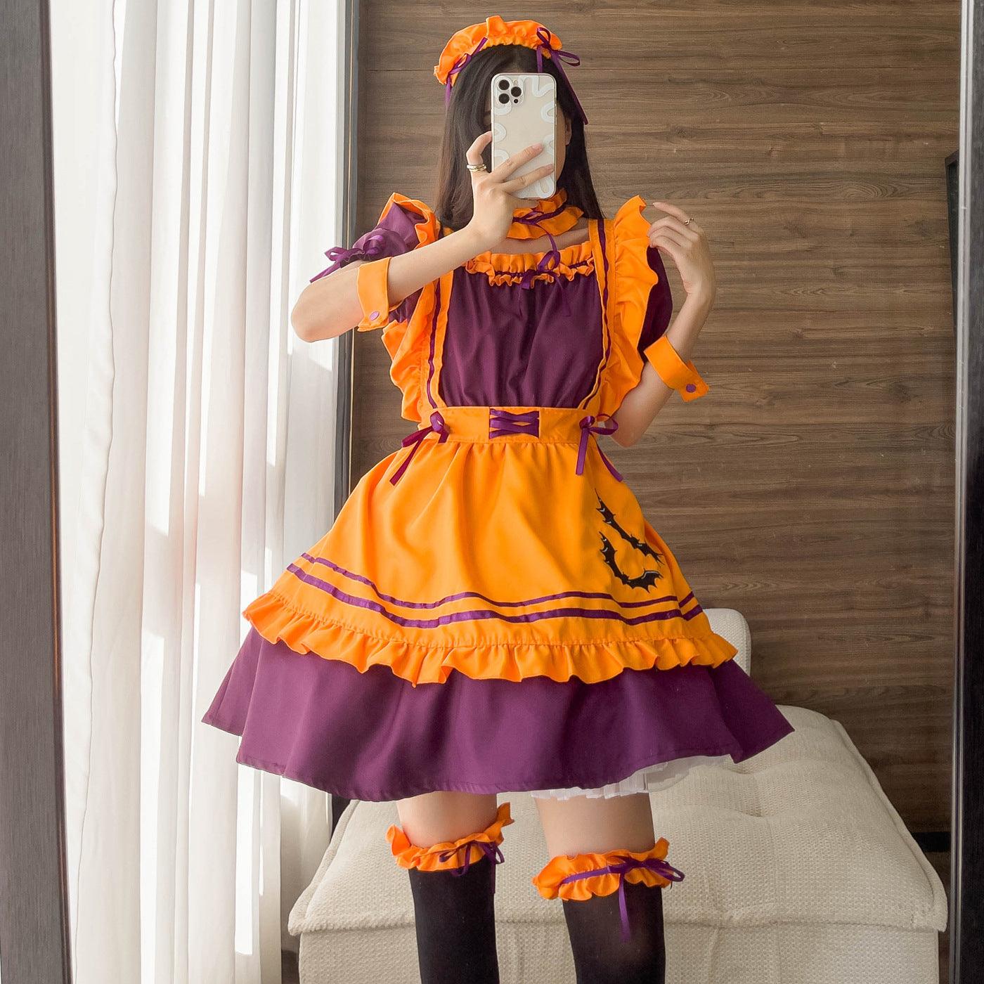 Halloween Orange Maid Outfit Dress Plus Fancy Cosplay Costume
