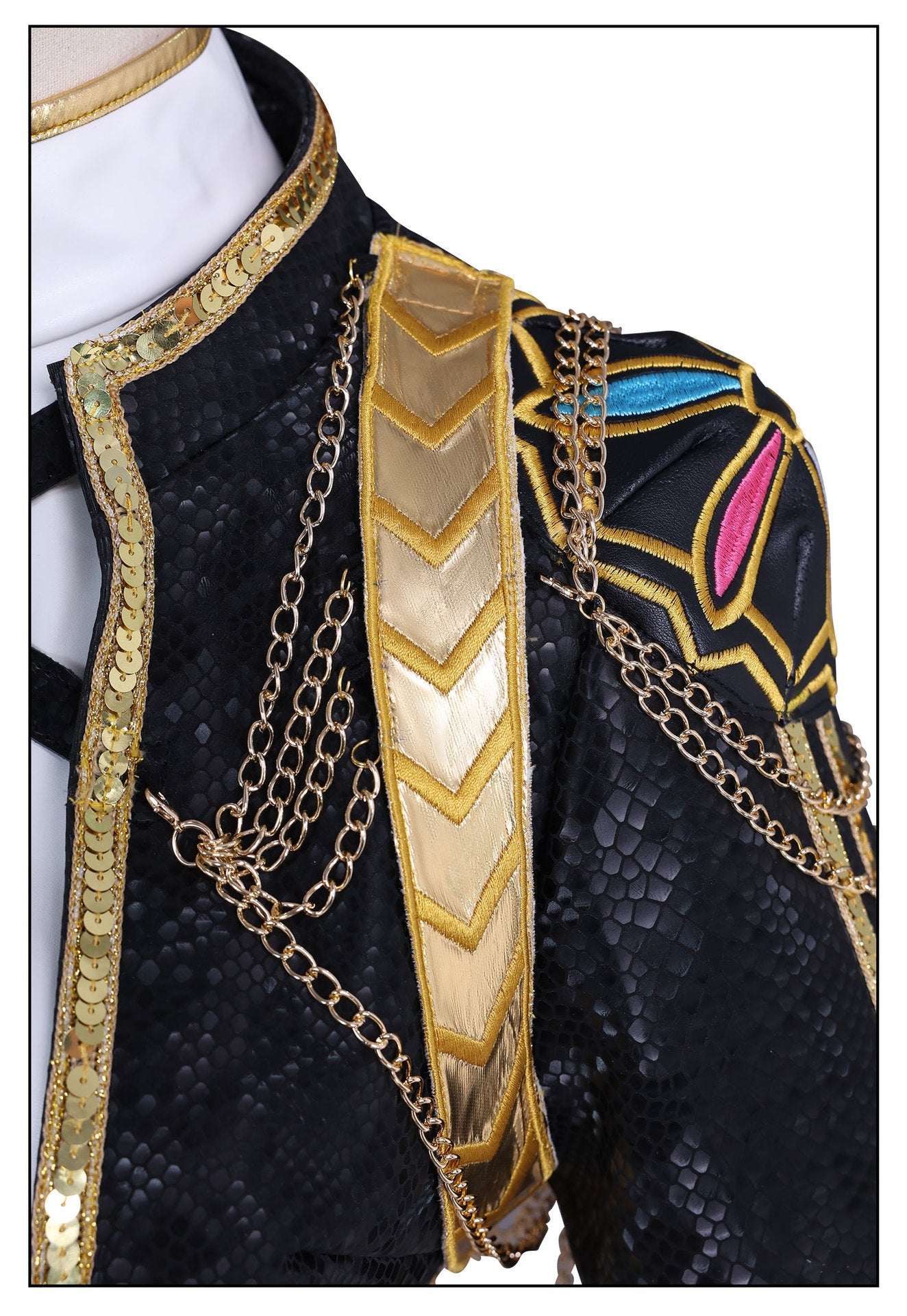 KPop Demon Hunters Rumi Black Gold Outfit Adult Kids Cosplay Costumes