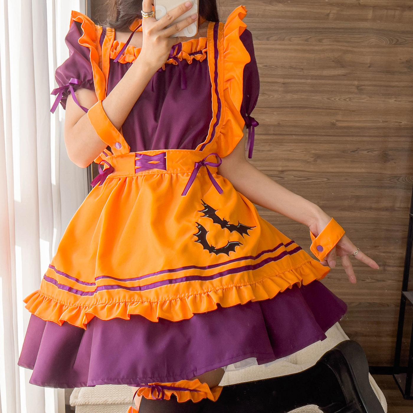 Halloween Orange Maid Outfit Dress Plus Fancy Cosplay Costume