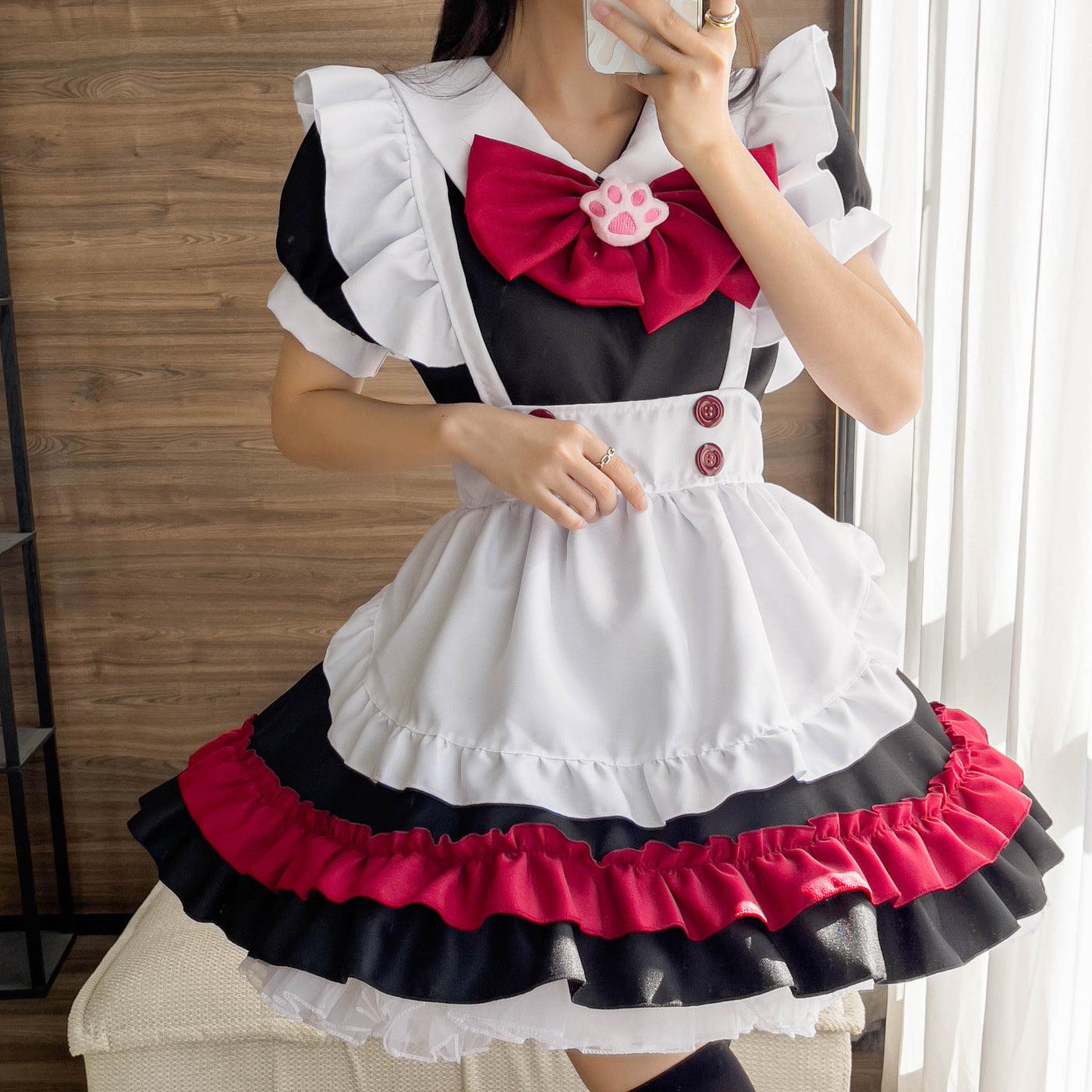 Halloween Vampire Devil Red Maid Outfit Dress Fancy Cosplay Costume