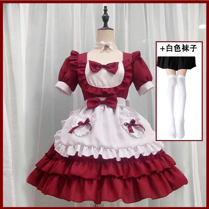 Red Maid Uniform Anime Cat Maid Outfit Dress Cosplay Costume