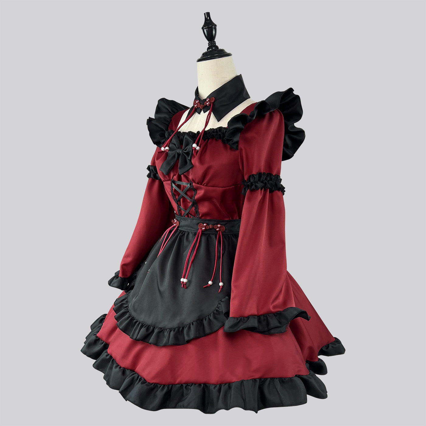 Dark Red Gothic Little Devil Maid Outfit Plus Cosplay Costume