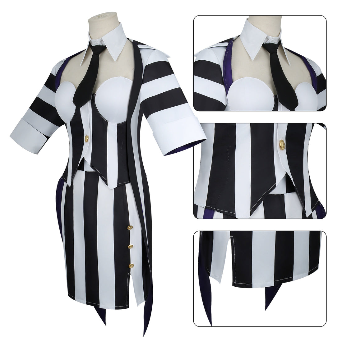 Beetle Juice Michael Keaton Stripe Suit Women Cosplay Costumes