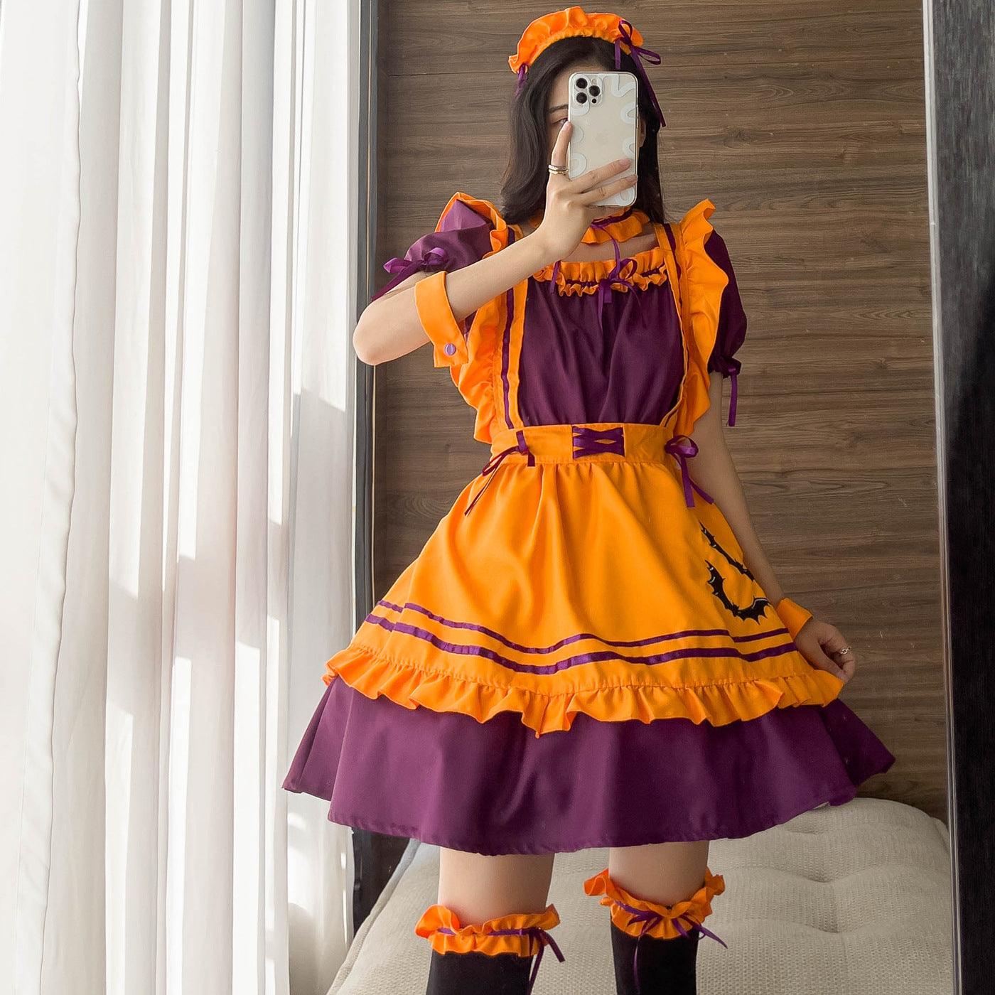 Halloween Orange Maid Outfit Dress Plus Fancy Cosplay Costume