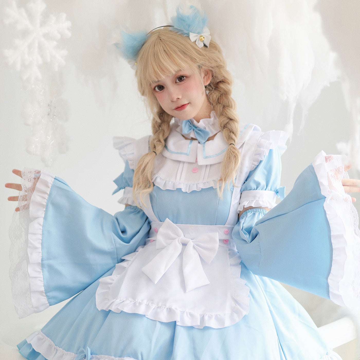 Light Blue Alice Maid Outfit Dress Fancy Plus Size Cosplay Costume