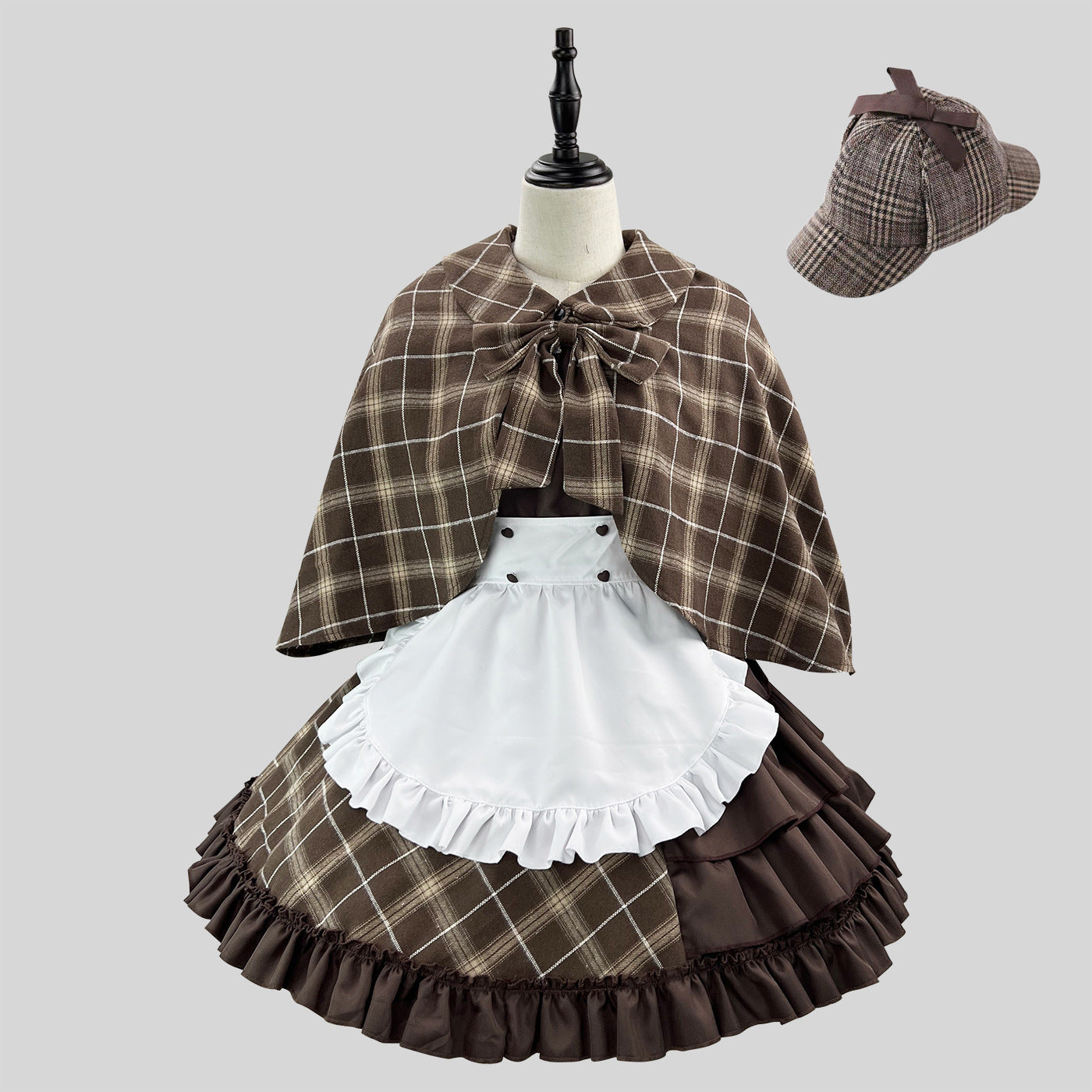 Detective Style Maid Outfit with Wrap Hat Plus Cosplay Costume