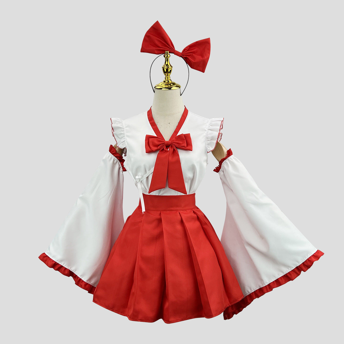 Japanese Dance Shrine Plus Maid Outfit Red Skirt Cosplay Costume