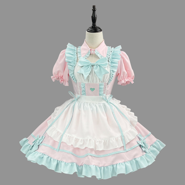 Candy Color Cute Waitress Maid Outfit Plus Size Cosplay Costume