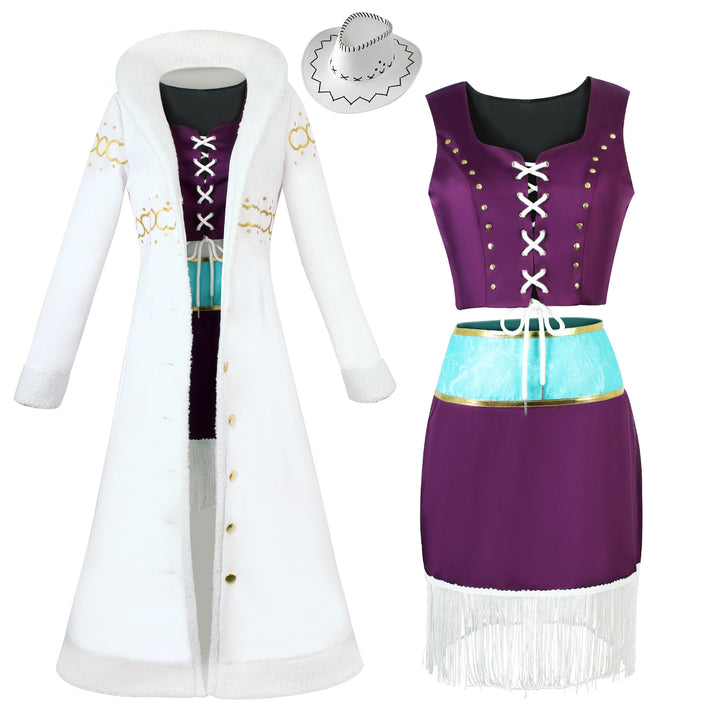 Anime Navigation Nico Robin Fur-collared Coat Cosplay Costumes