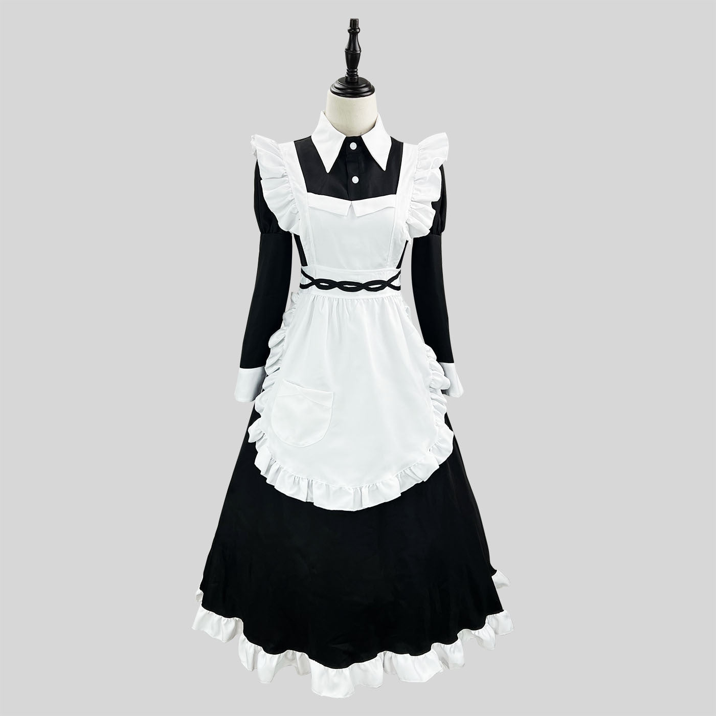 Classical Black White Long Maid Outfit Plus Dress Cosplay Costume