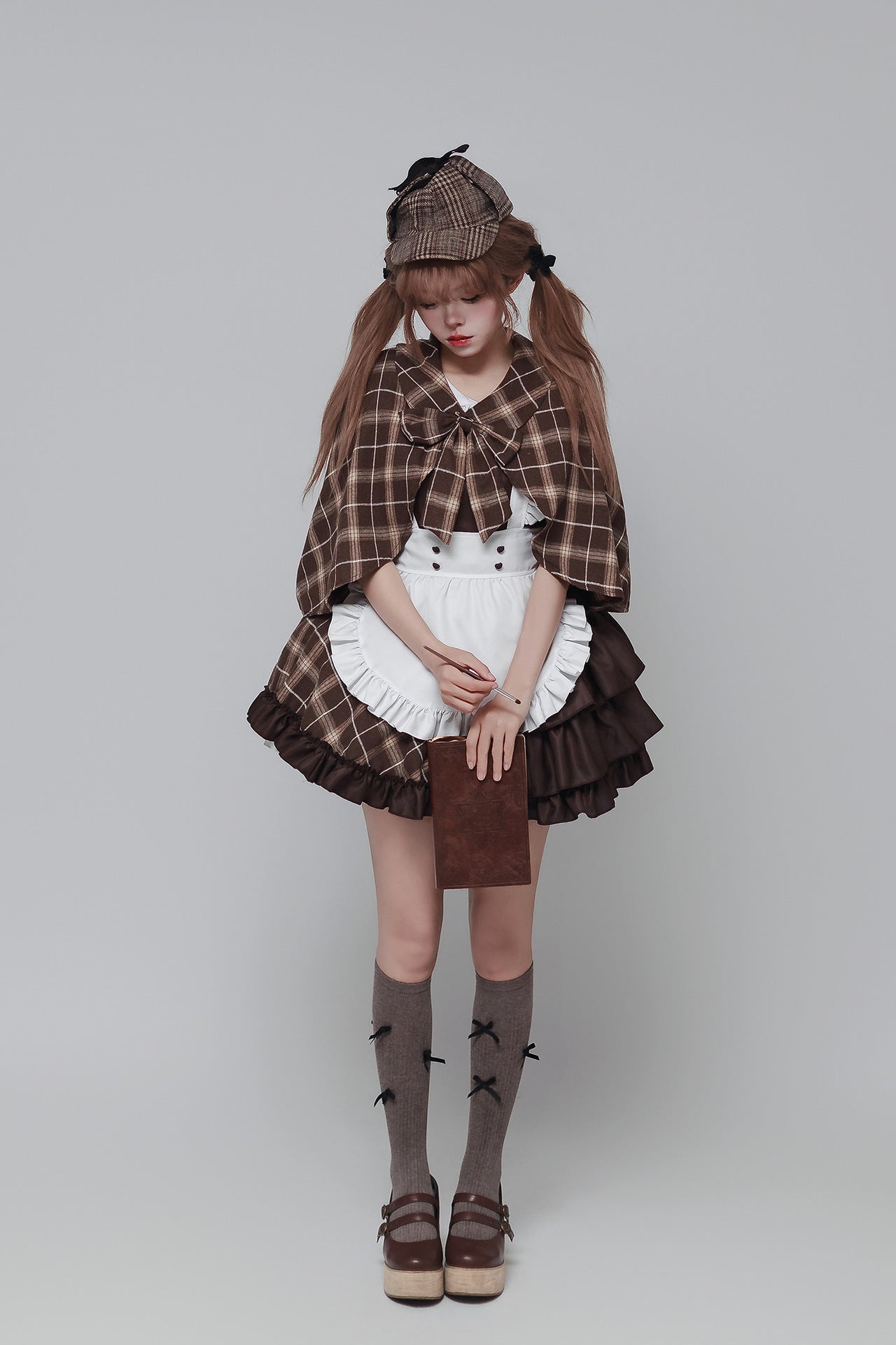Detective Style Maid Outfit with Wrap Hat Plus Cosplay Costume