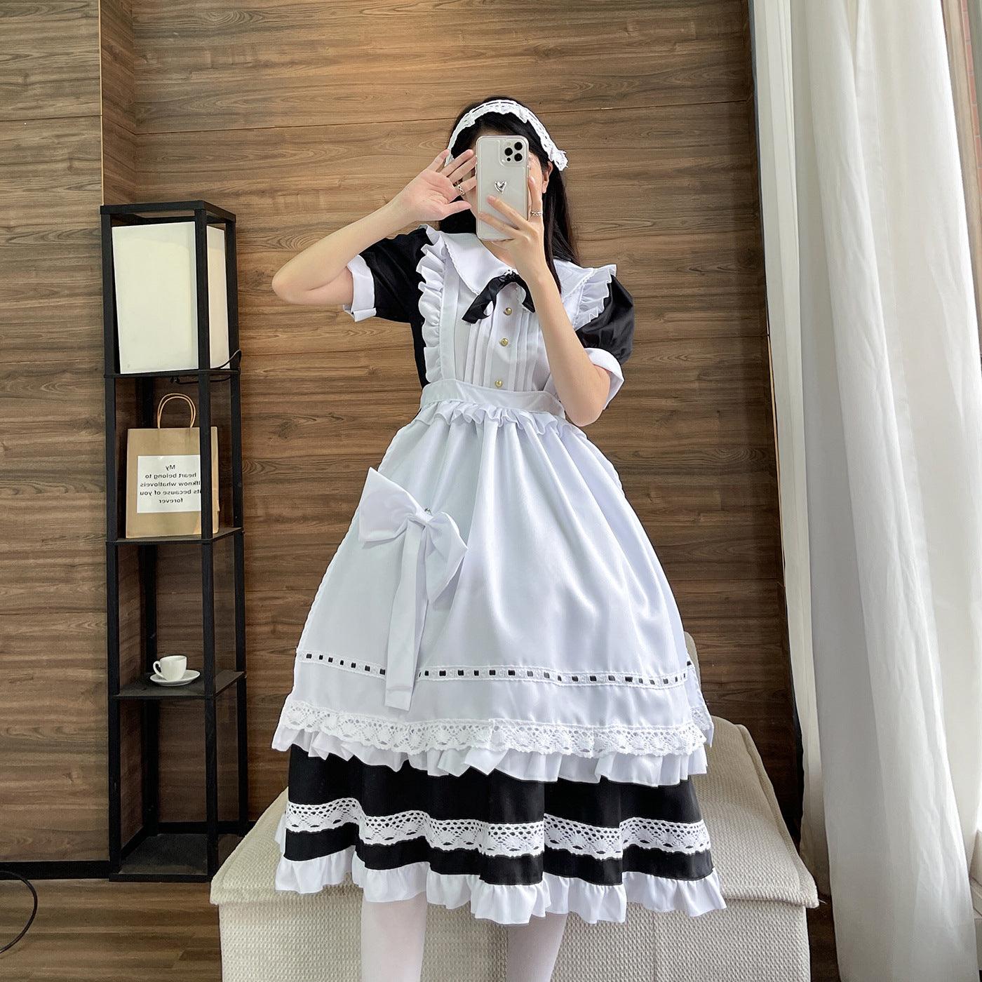 Traditional Short Sleeves Maid Outfit Dress Fancy Cosplay Costume