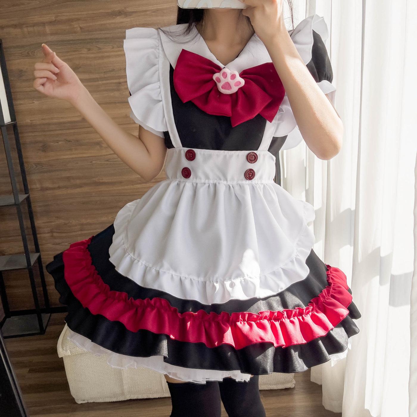 Halloween Vampire Devil Red Maid Outfit Dress Fancy Cosplay Costume