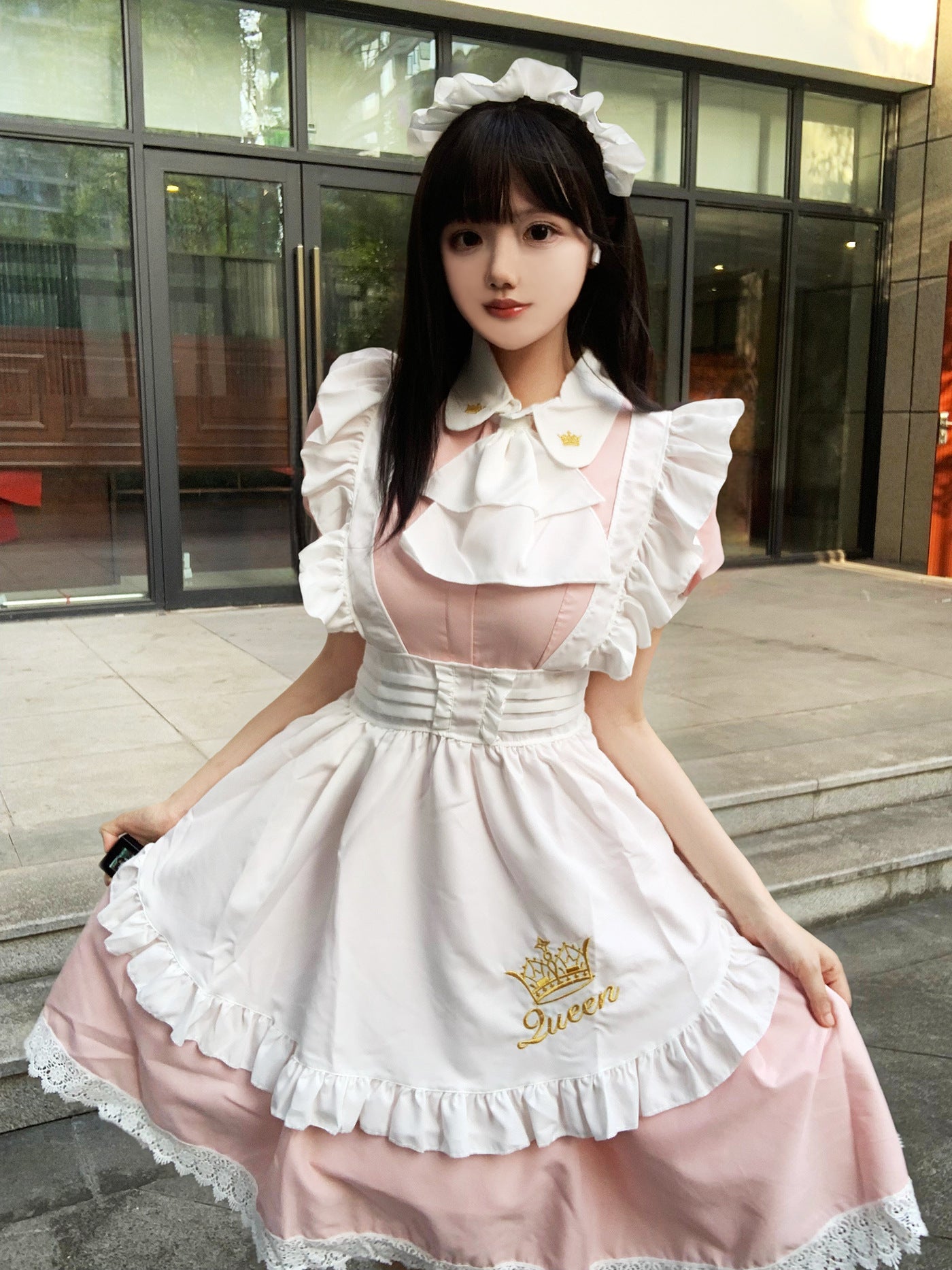 Queen Crown British Maid Outfit Long Dress Plus Cosplay Costume