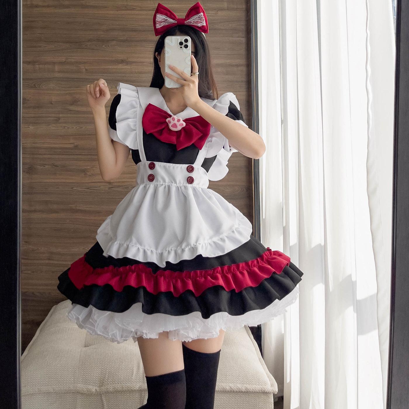 Halloween Vampire Devil Red Maid Outfit Dress Fancy Cosplay Costume
