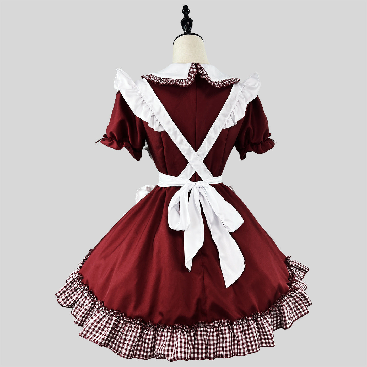Classic Plaid Christmas Maid Outfit Plus Dress Cosplay Costume
