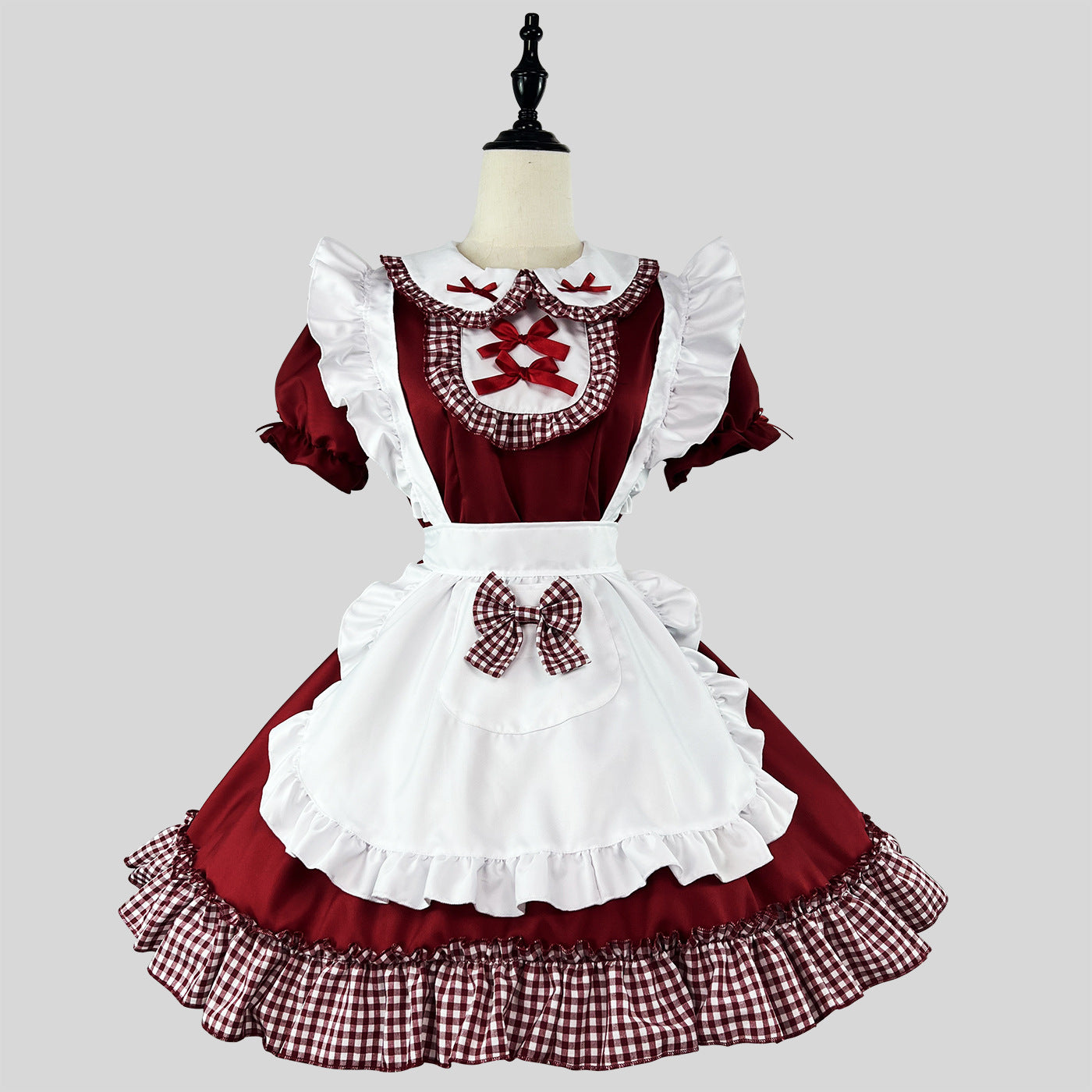 Classic Plaid Christmas Maid Outfit Plus Dress Cosplay Costume