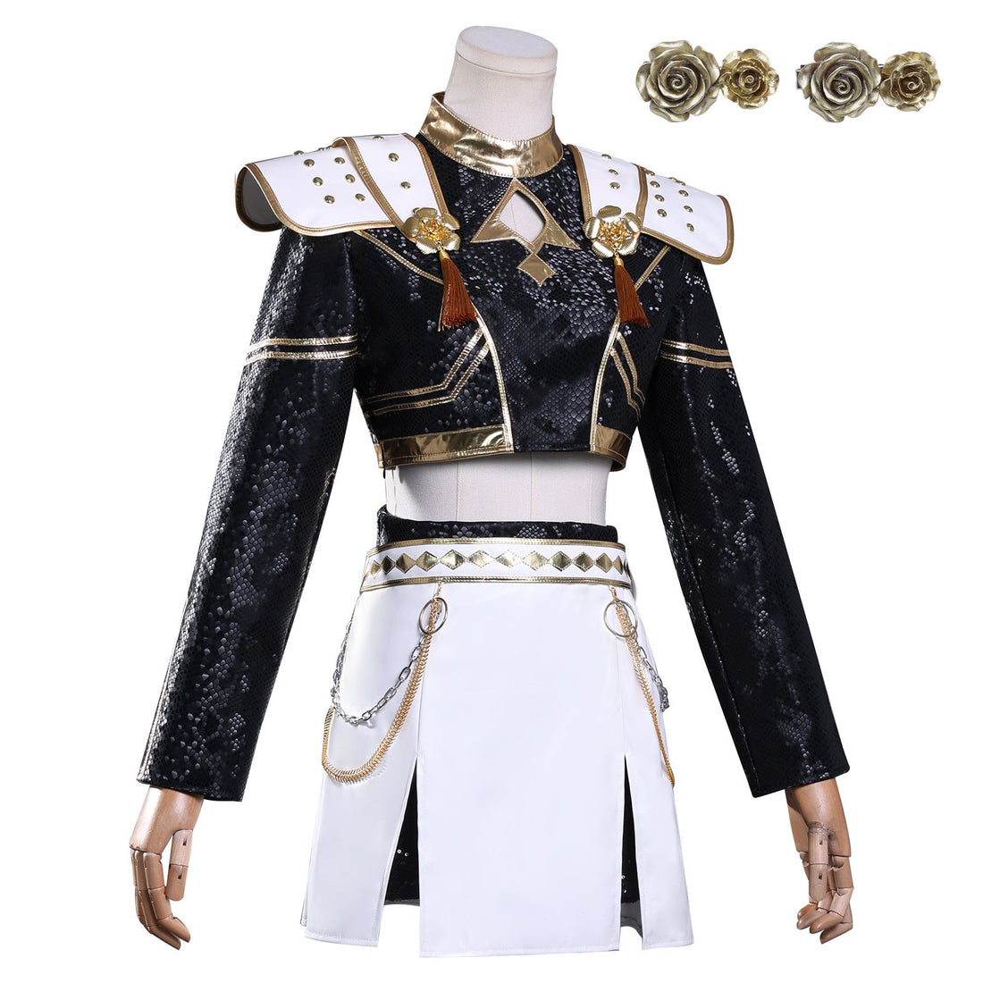 KPop Demon Hunters Zoey Black Gold Outfit Adult Kids Cosplay Costumes
