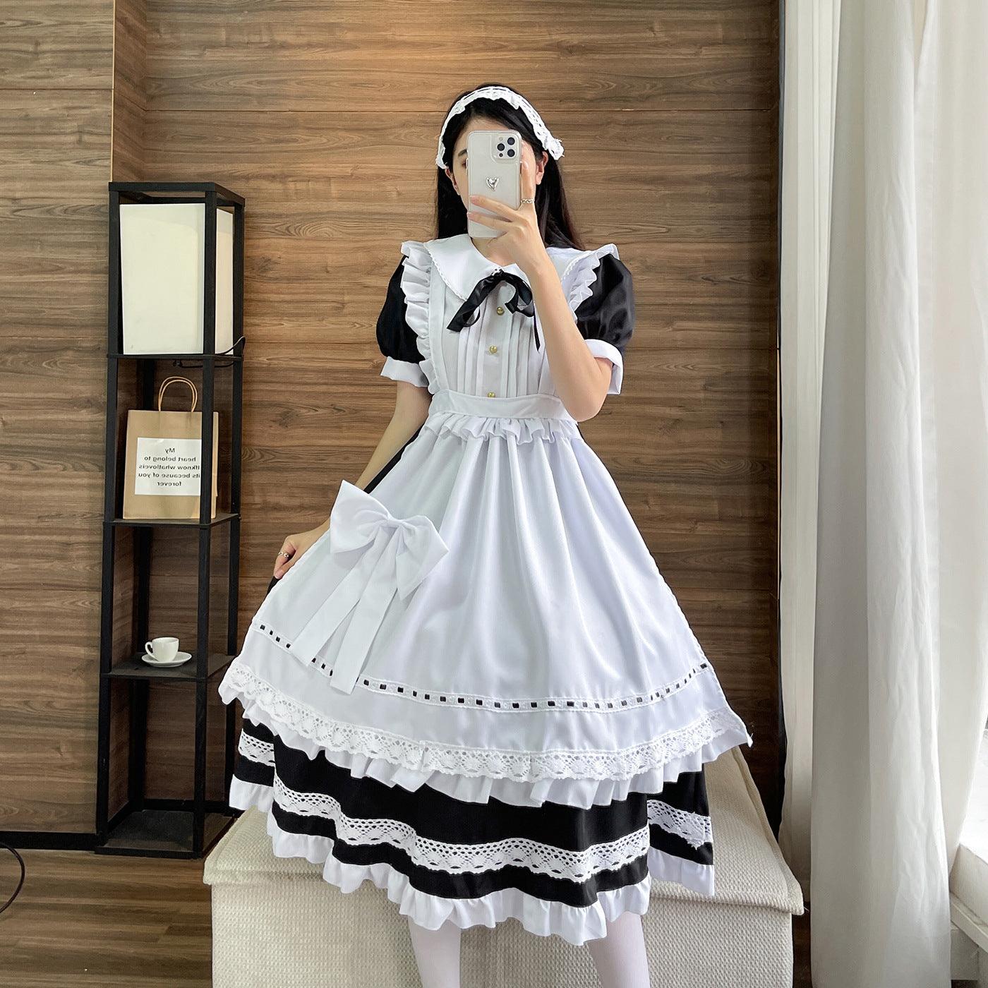 Traditional Short Sleeves Maid Outfit Dress Fancy Cosplay Costume