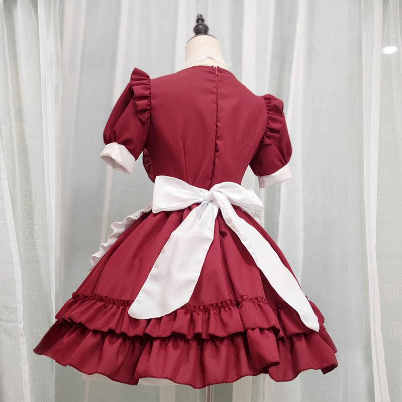Red Maid Uniform Anime Cat Maid Outfit Dress Cosplay Costume