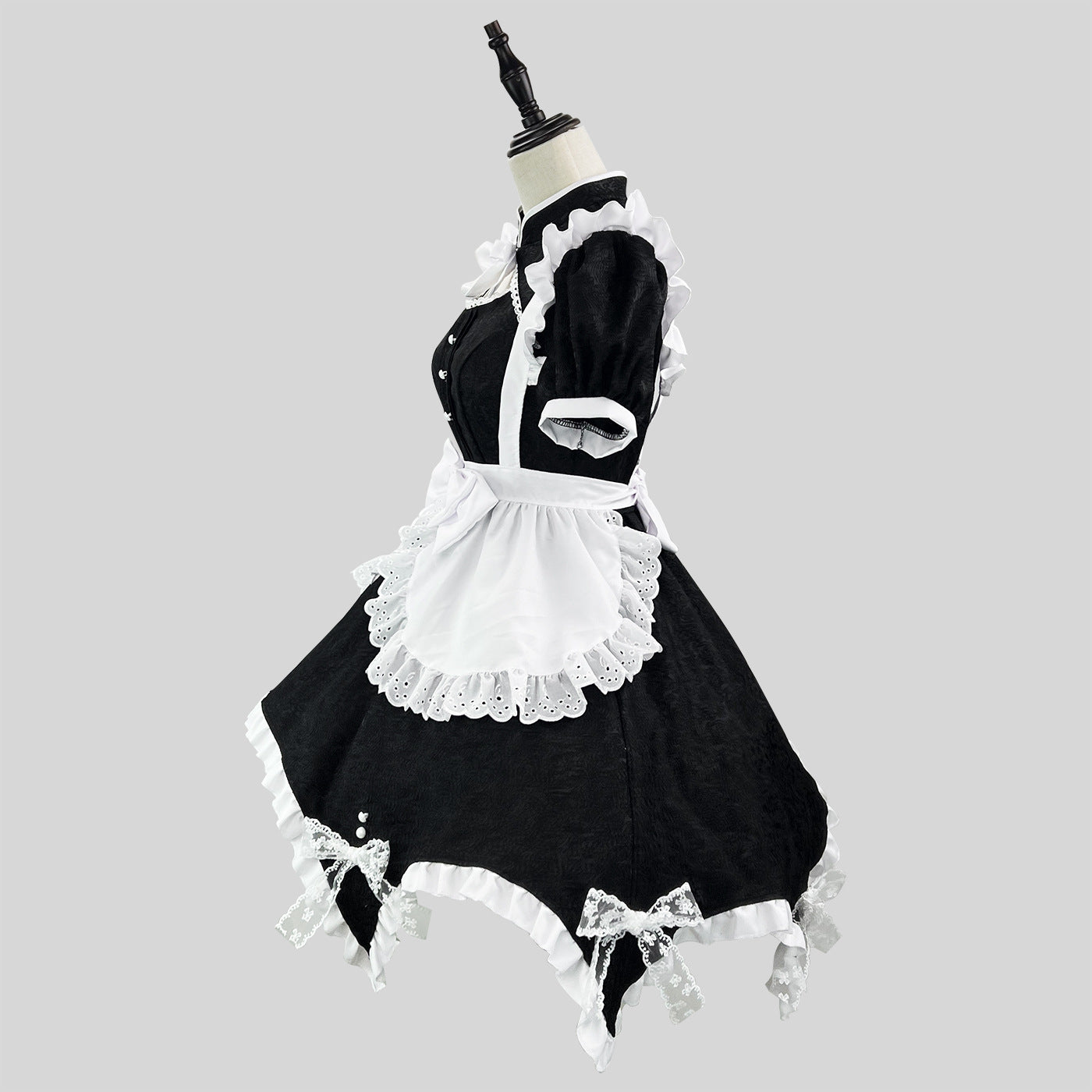 Black Low Contrast Damask Maid Outfit Cheongsam Cosplay Costume