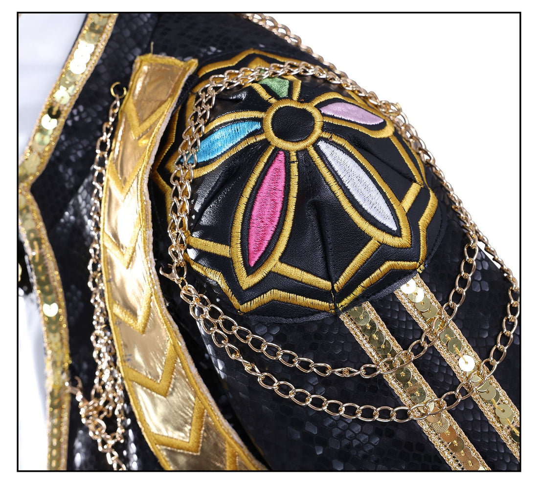 KPop Demon Hunters Rumi Black Gold Outfit Adult Kids Cosplay Costumes