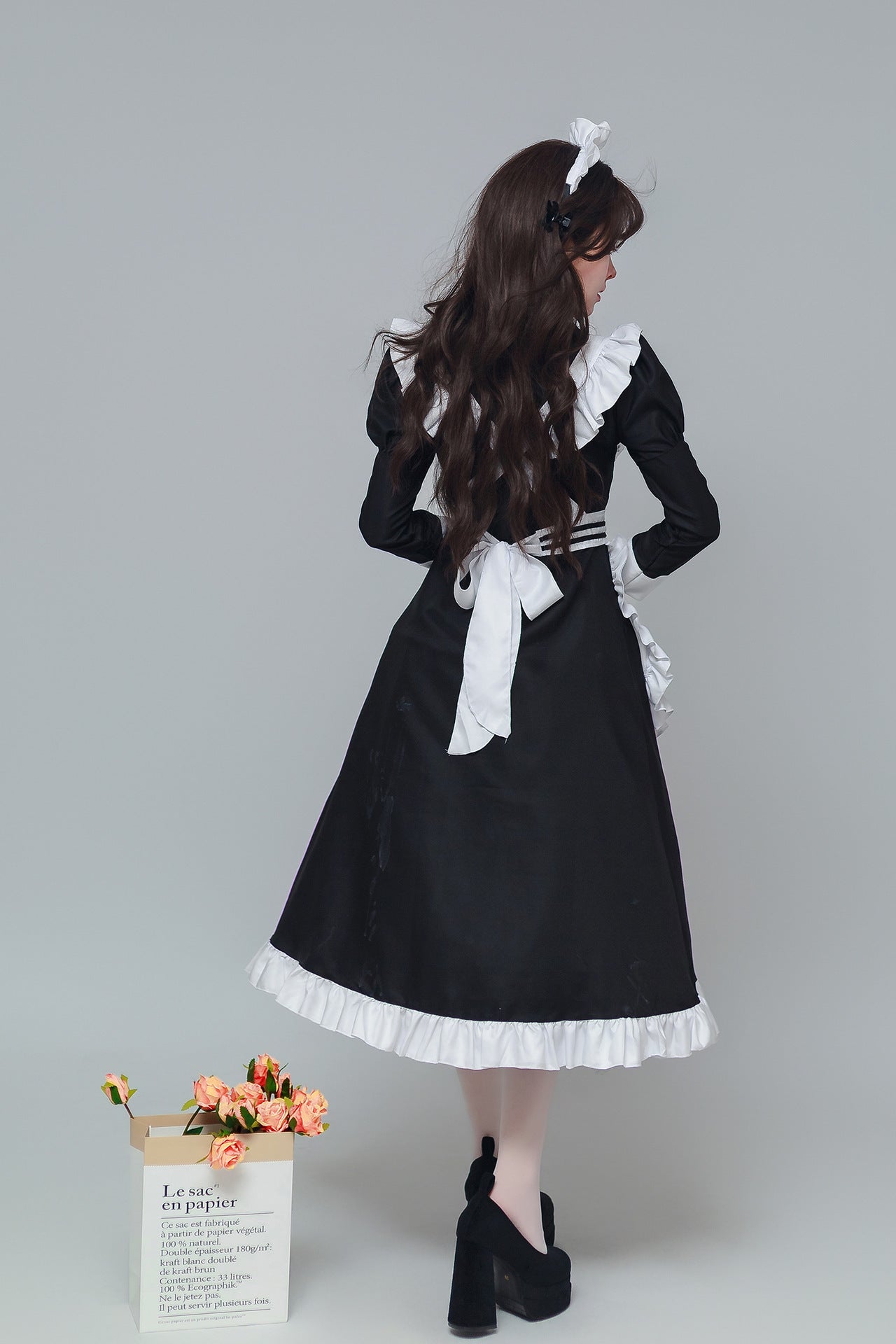 Classical Black White Long Maid Outfit Plus Dress Cosplay Costume