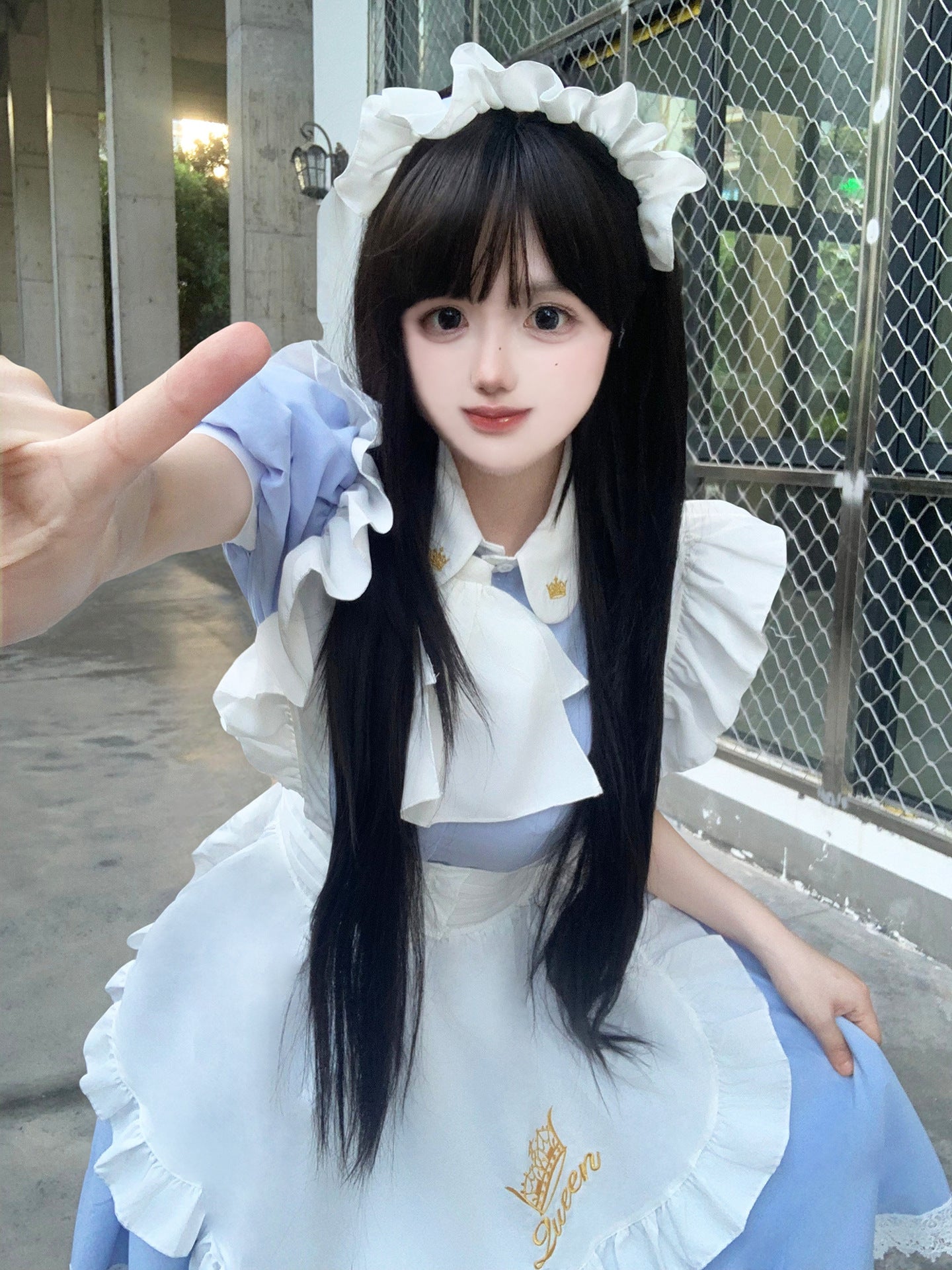 Queen Crown British Maid Outfit Long Dress Plus Cosplay Costume