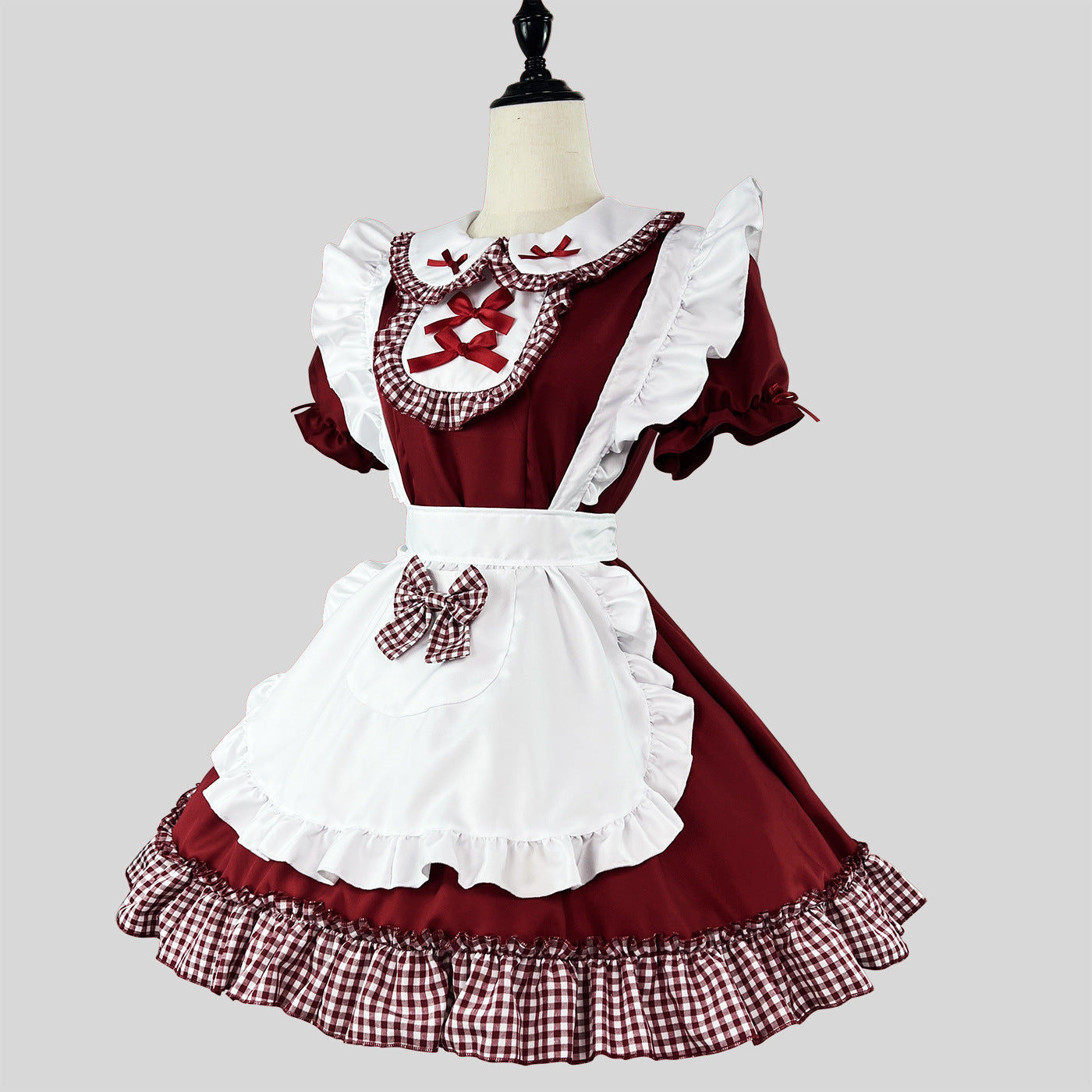 Classic Plaid Christmas Maid Outfit Plus Dress Cosplay Costume