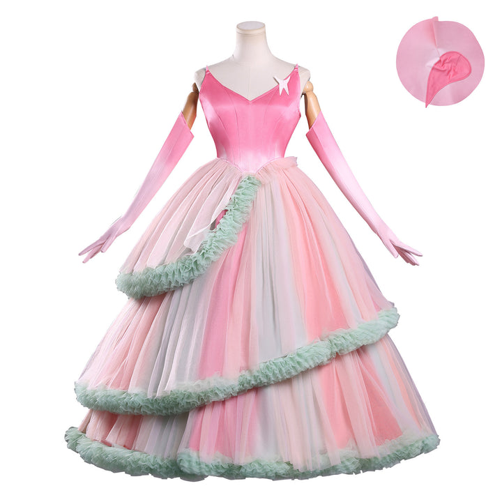 Wicked: For Good Witch Glinda Pink Green Dress Cosplay Costumes