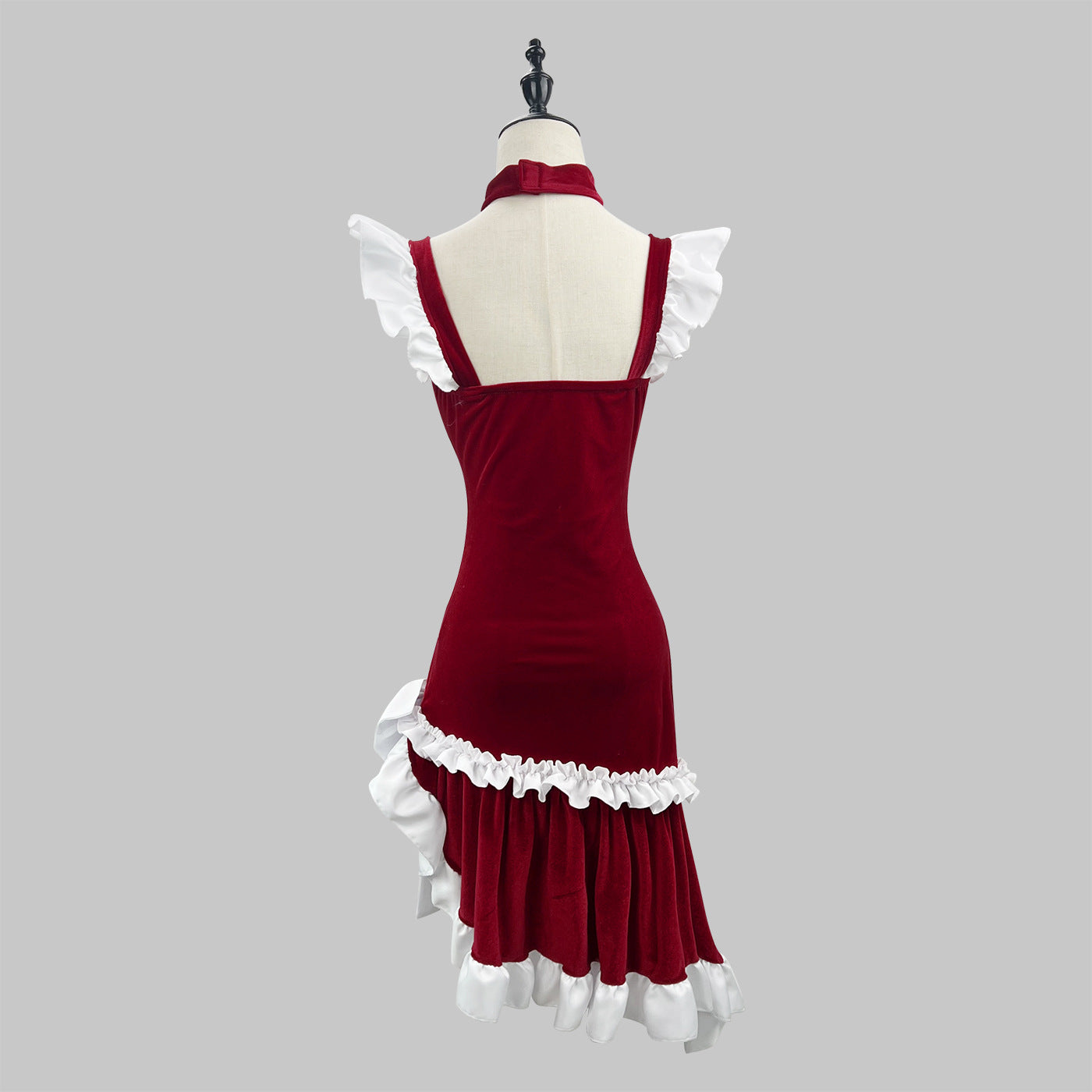 Red Bodycon Dress Christmas Plus Maid Outfit Cosplay Costume