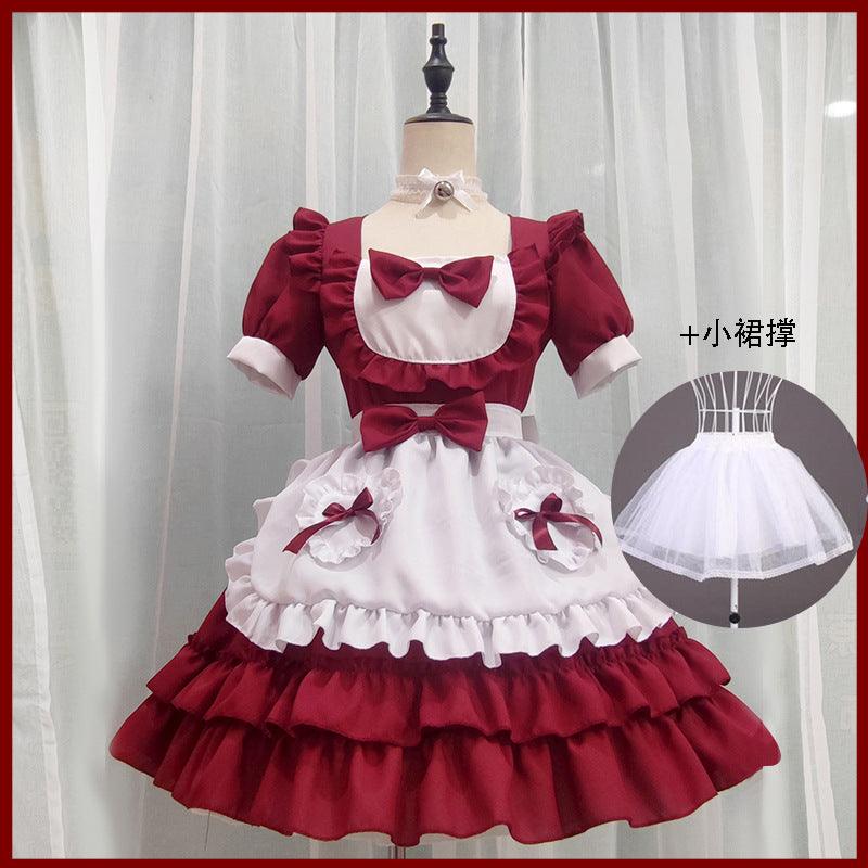 Red Maid Uniform Anime Cat Maid Outfit Dress Cosplay Costume