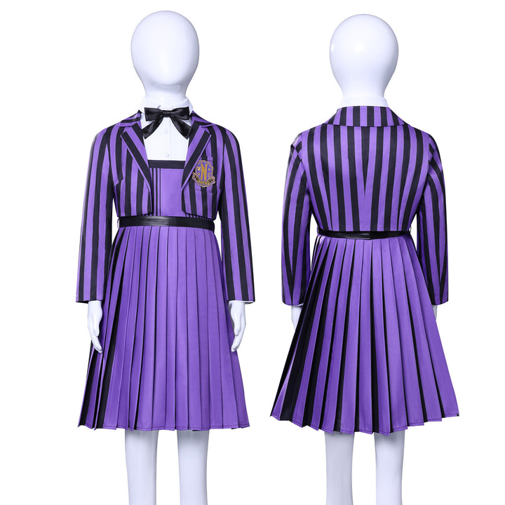 Wednesday 2 Addams Nevermore Academy Purple Short Uniform Adult Kids Costumes