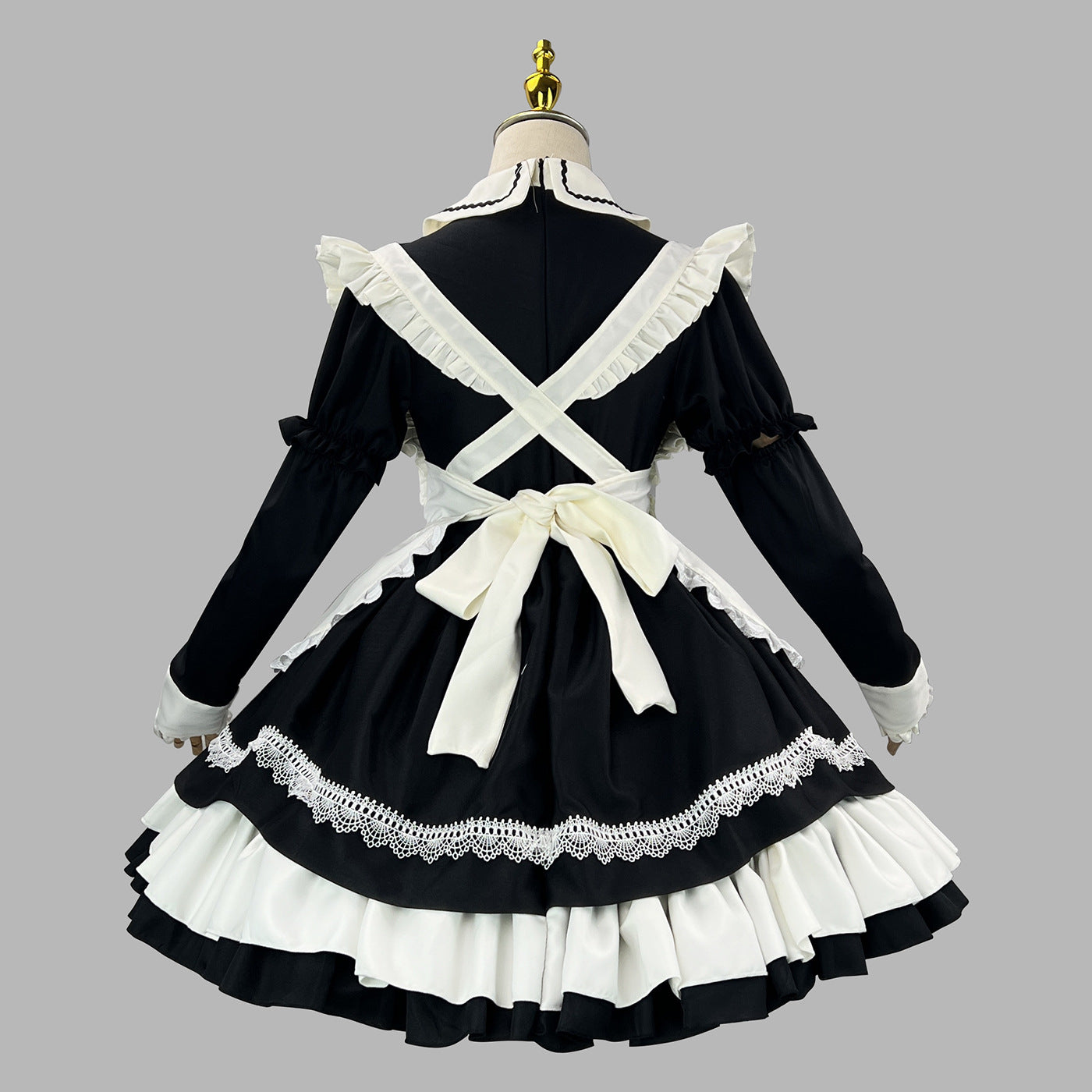 Removable Sleeves Maid Outfit Black Plus Size Cosplay Costume
