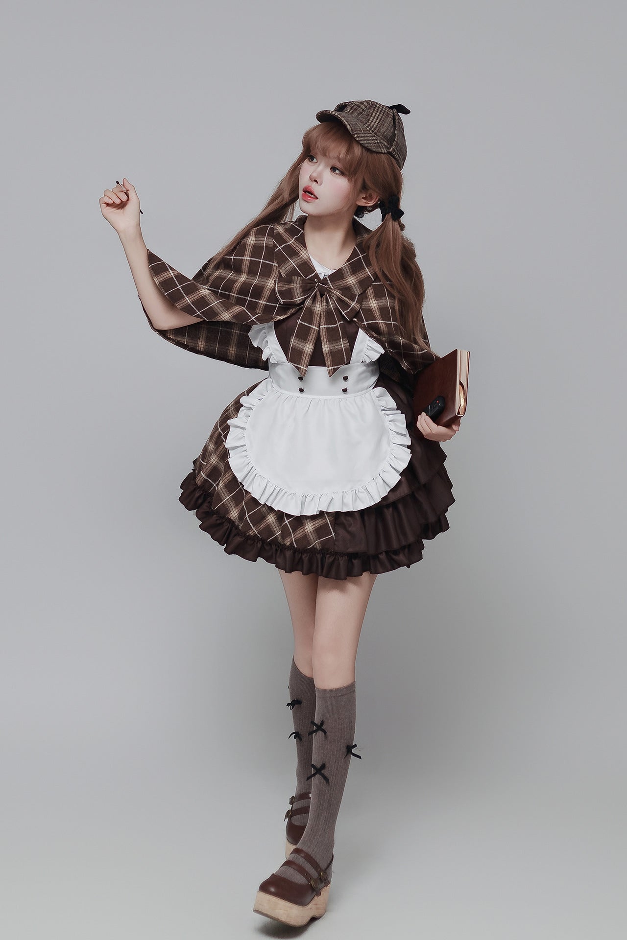 Detective Style Maid Outfit with Wrap Hat Plus Cosplay Costume