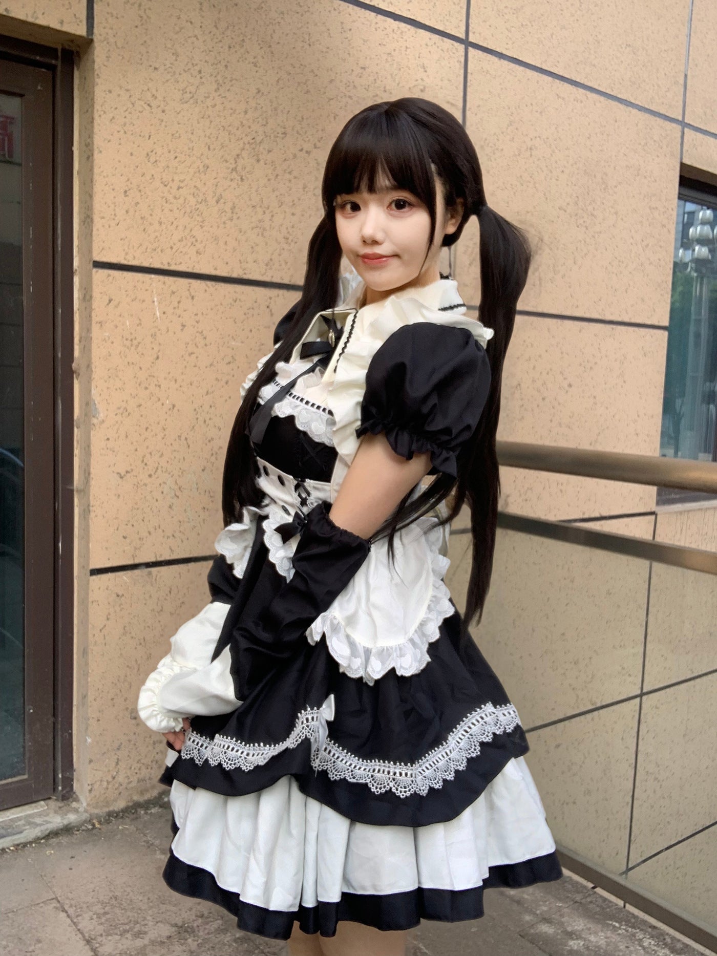 Removable Sleeves Maid Outfit Black Plus Size Cosplay Costume