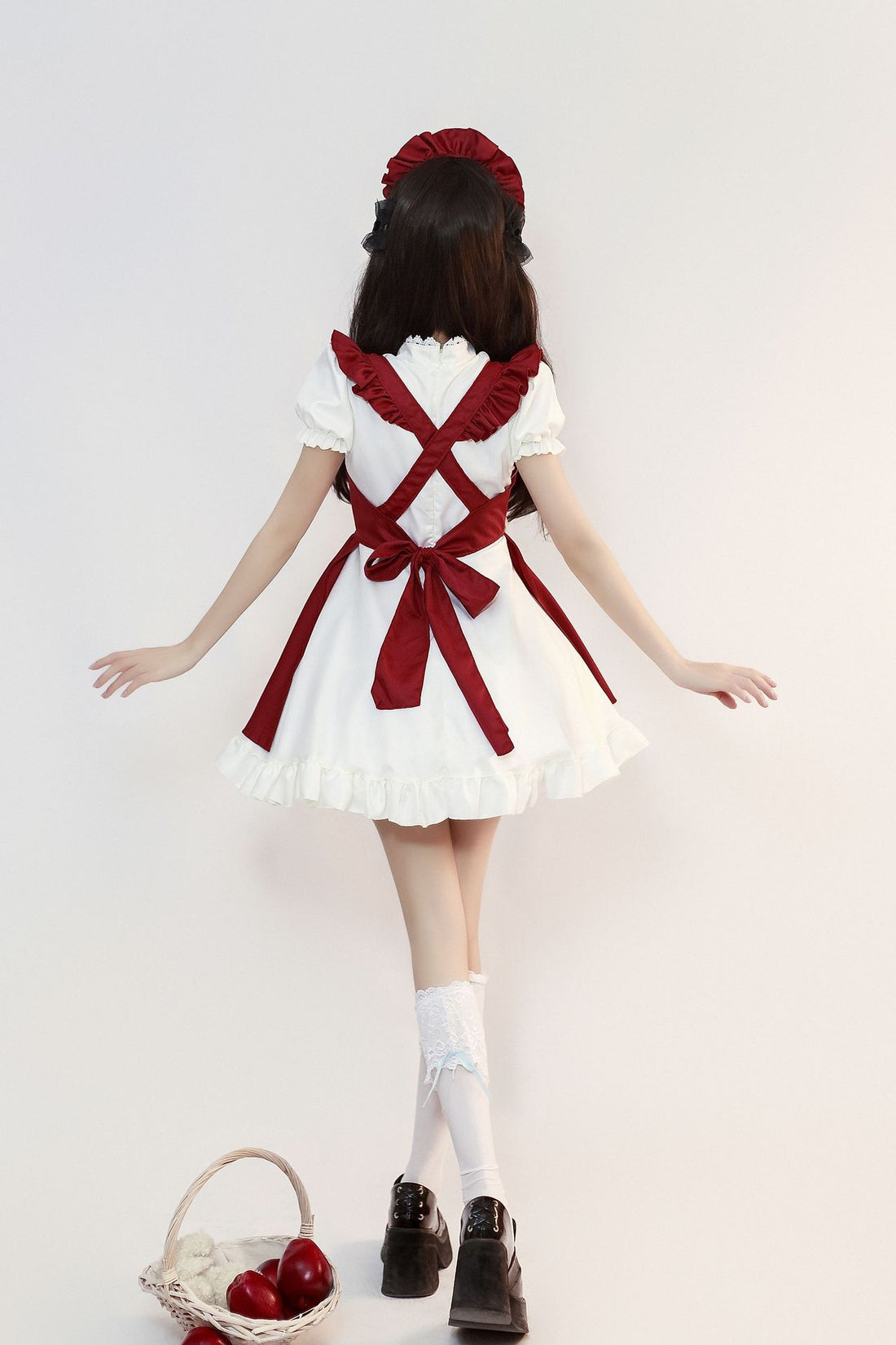 New Year Christmas Maid Outfit Plus Red Lolita Dress Costume