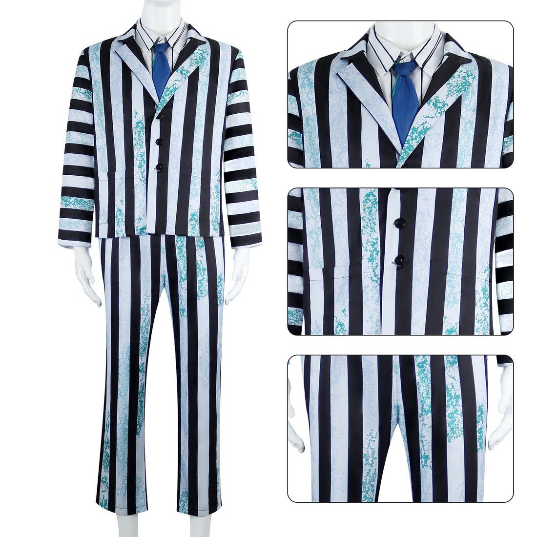 Beetle Juice Michael Keaton Dirty Suit Halloween Cosplay Costumes