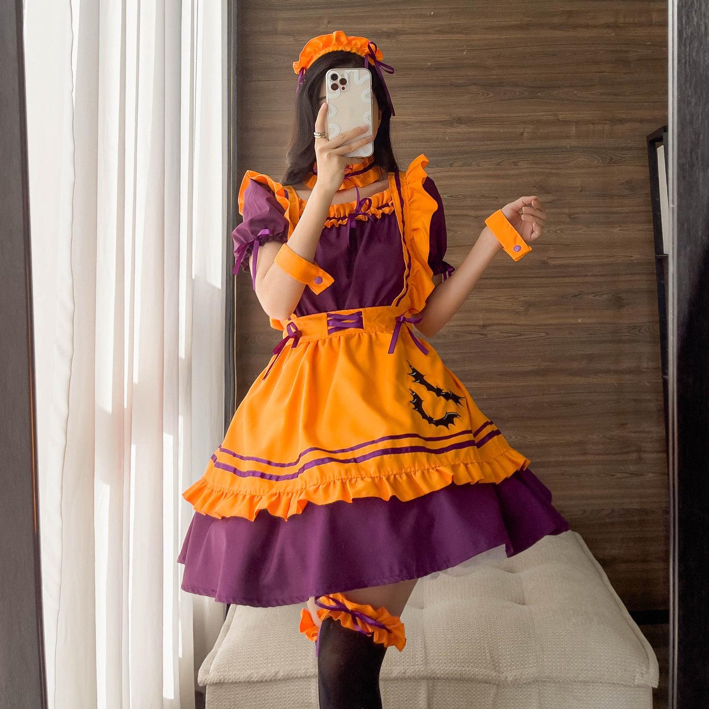 Halloween Orange Maid Outfit Dress Plus Fancy Cosplay Costume