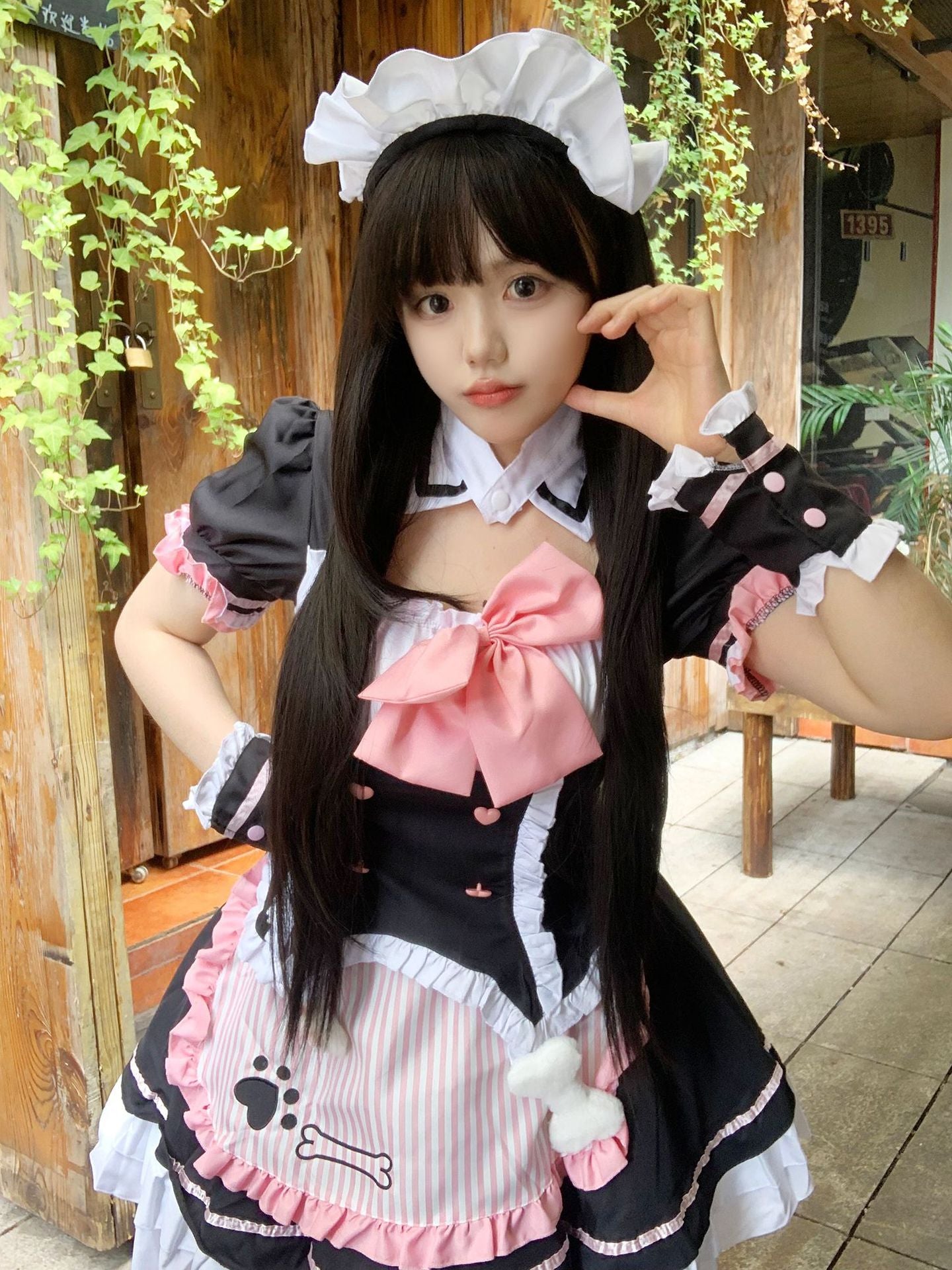 Cat Paw Pink Bow Maid Outfit Plus Size Lolita Cosplay Costume