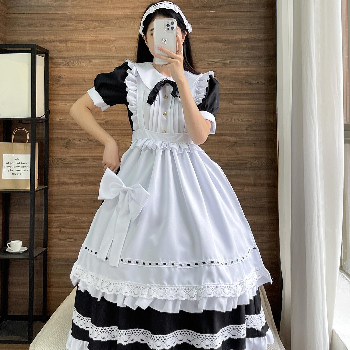 Traditional Short Sleeves Maid Outfit Dress Fancy Cosplay Costume