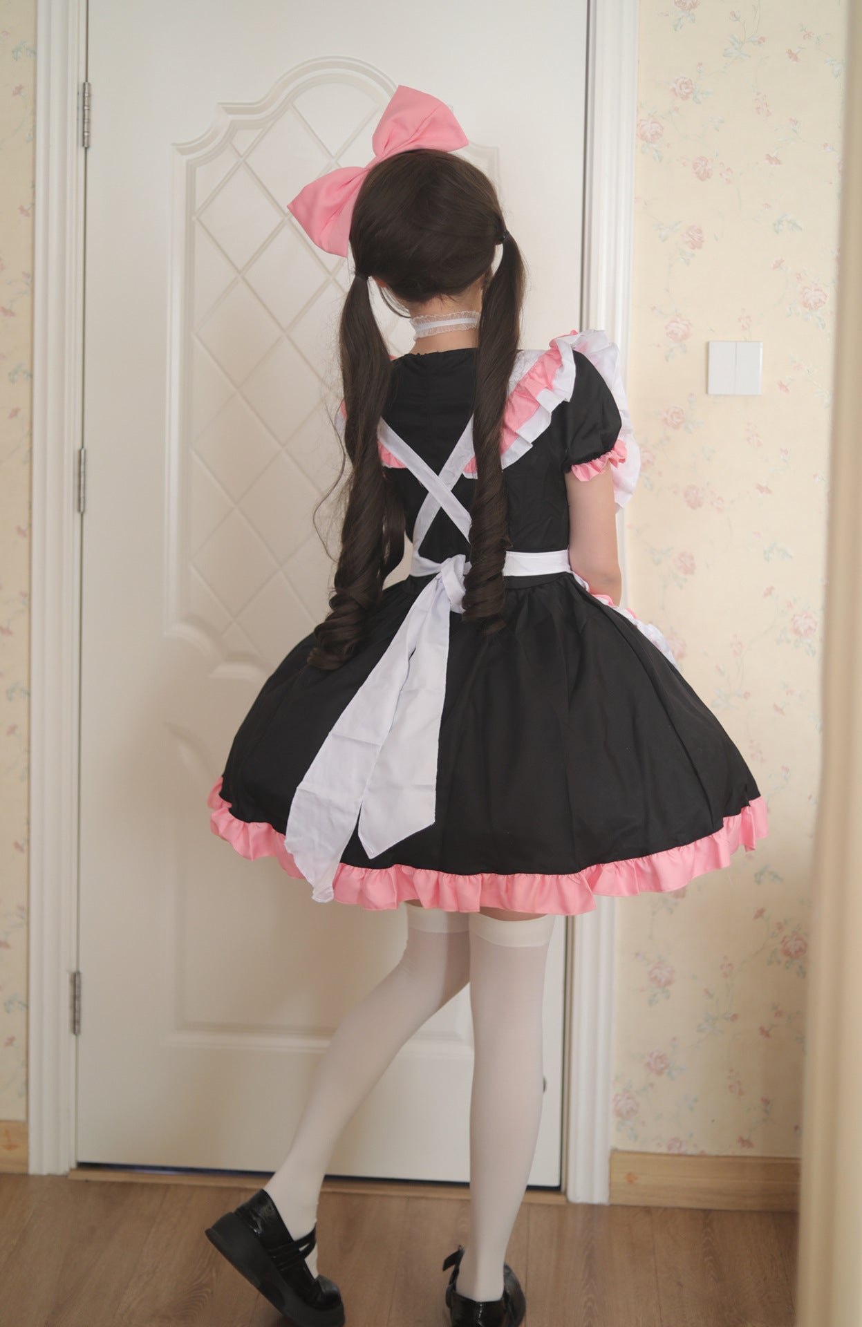 Cute Kuromi Original Maid Outfit Pink Black Plus Cosplay Costume