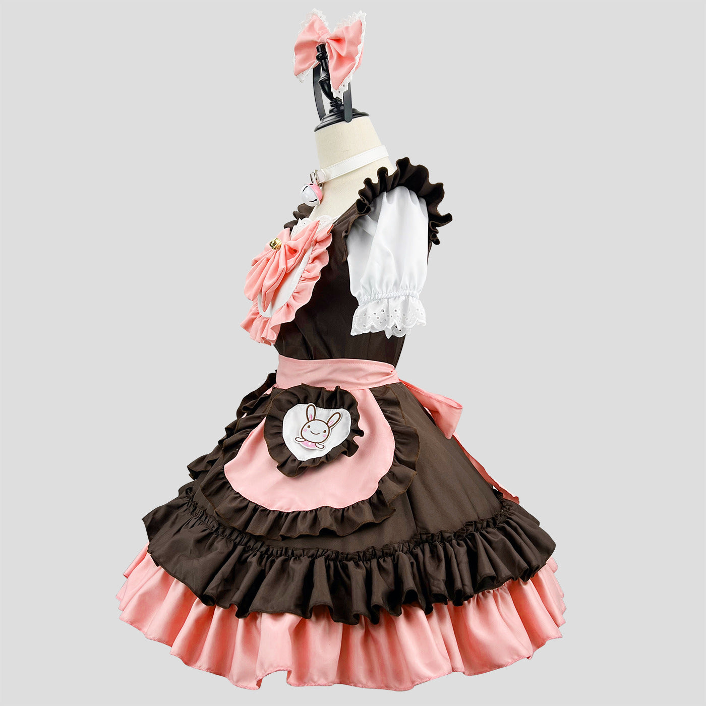 Original Cute Bunny Maid Outfit Pink Brown Plus Cosplay Costume