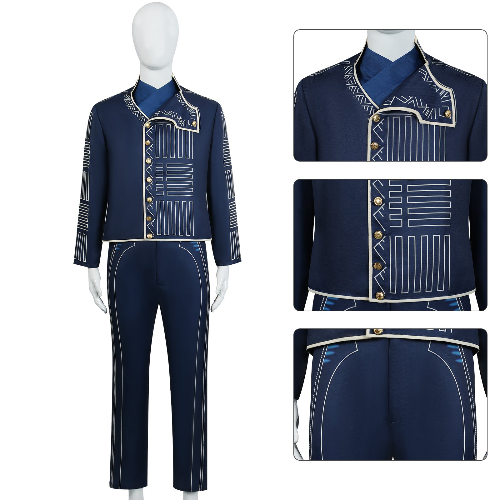 Wicked: For Good Prince Fiyero Navy Blue Suit Cosplay Costumes